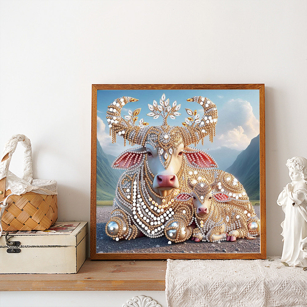 Parent-Child Cow - Special Shaped Drill Diamond Painting 30*30CM