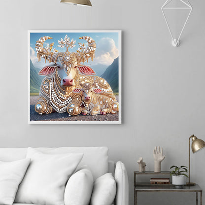 Parent-Child Cow - Special Shaped Drill Diamond Painting 30*30CM