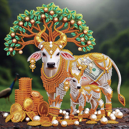 Parent-Child Cow - Special Shaped Drill Diamond Painting 30*30CM