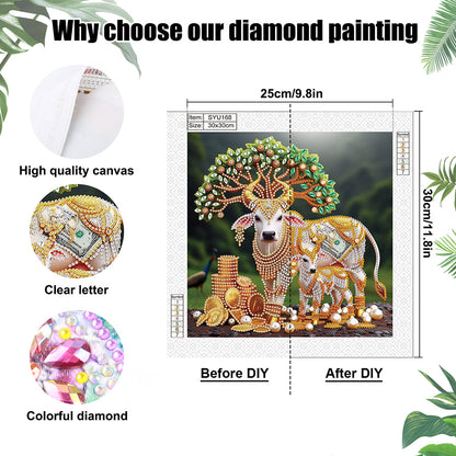 Parent-Child Cow - Special Shaped Drill Diamond Painting 30*30CM