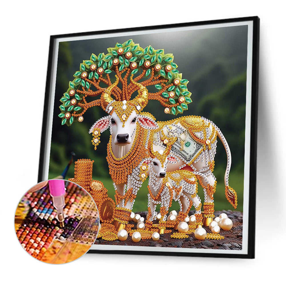 Parent-Child Cow - Special Shaped Drill Diamond Painting 30*30CM