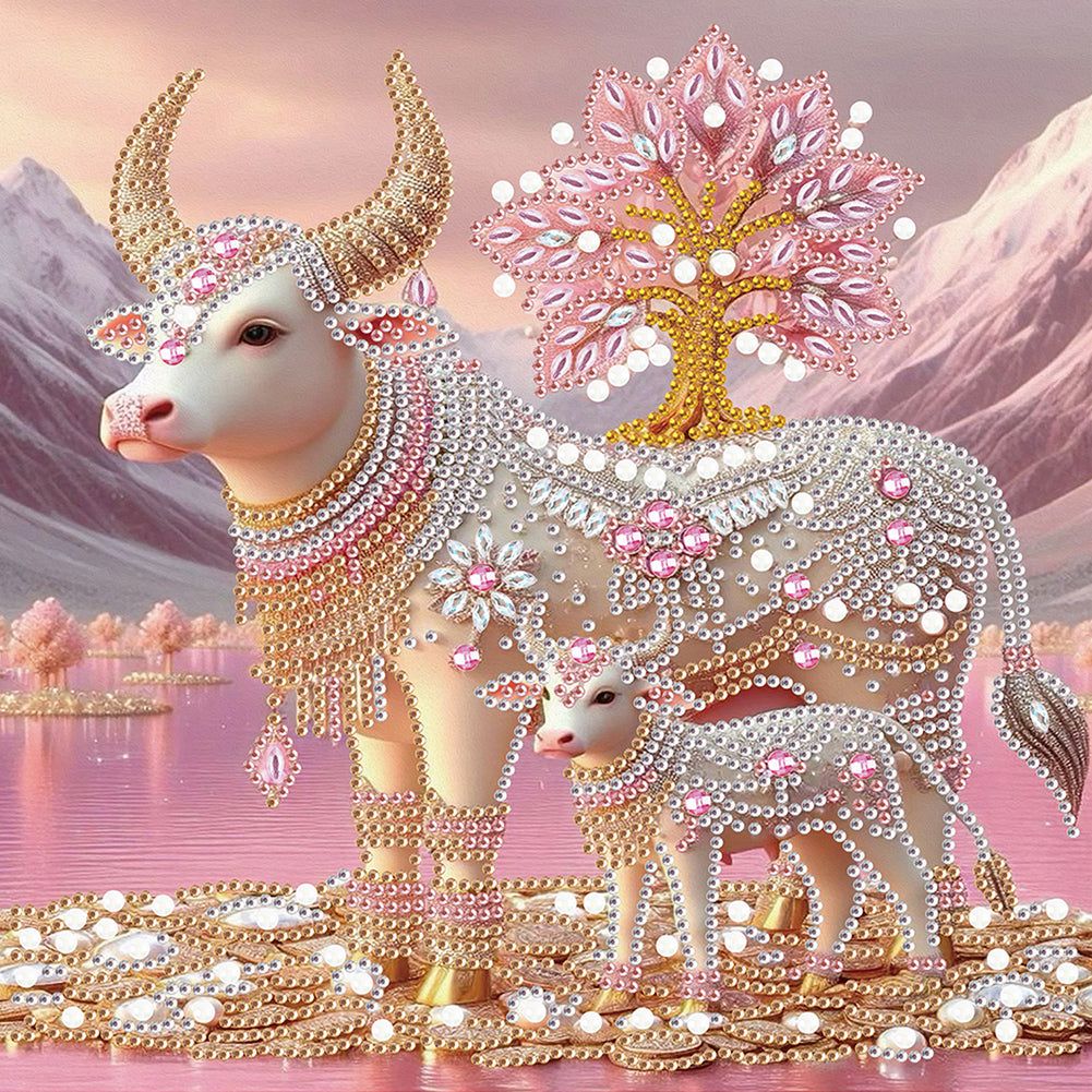 Parent-Child Cow - Special Shaped Drill Diamond Painting 30*30CM