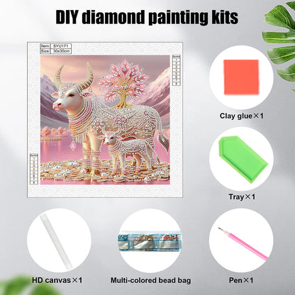 Parent-Child Cow - Special Shaped Drill Diamond Painting 30*30CM