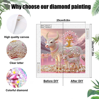 Parent-Child Cow - Special Shaped Drill Diamond Painting 30*30CM