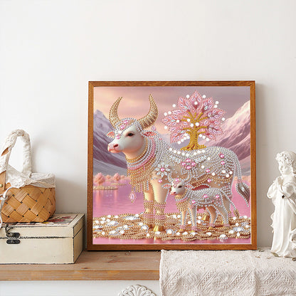 Parent-Child Cow - Special Shaped Drill Diamond Painting 30*30CM