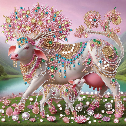 Parent-Child Cow - Special Shaped Drill Diamond Painting 30*30CM