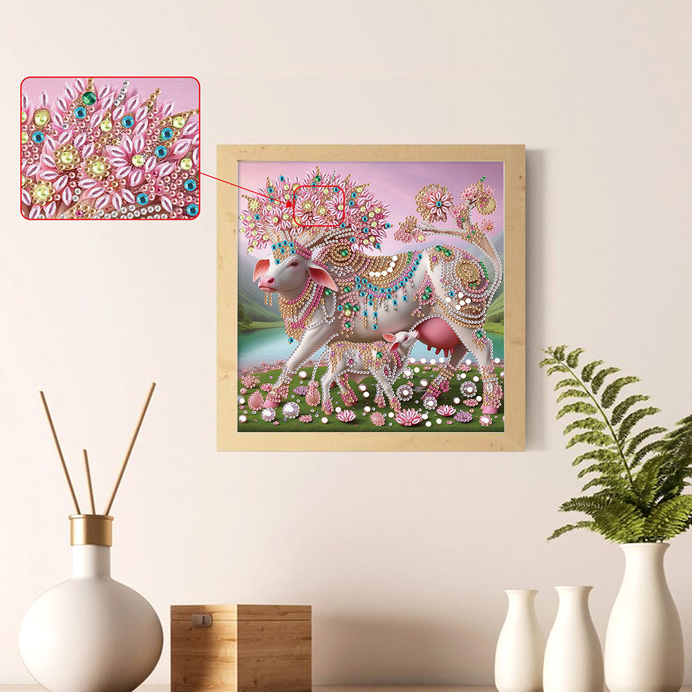 Parent-Child Cow - Special Shaped Drill Diamond Painting 30*30CM