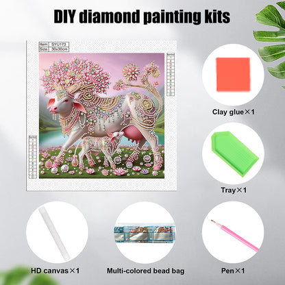 Parent-Child Cow - Special Shaped Drill Diamond Painting 30*30CM