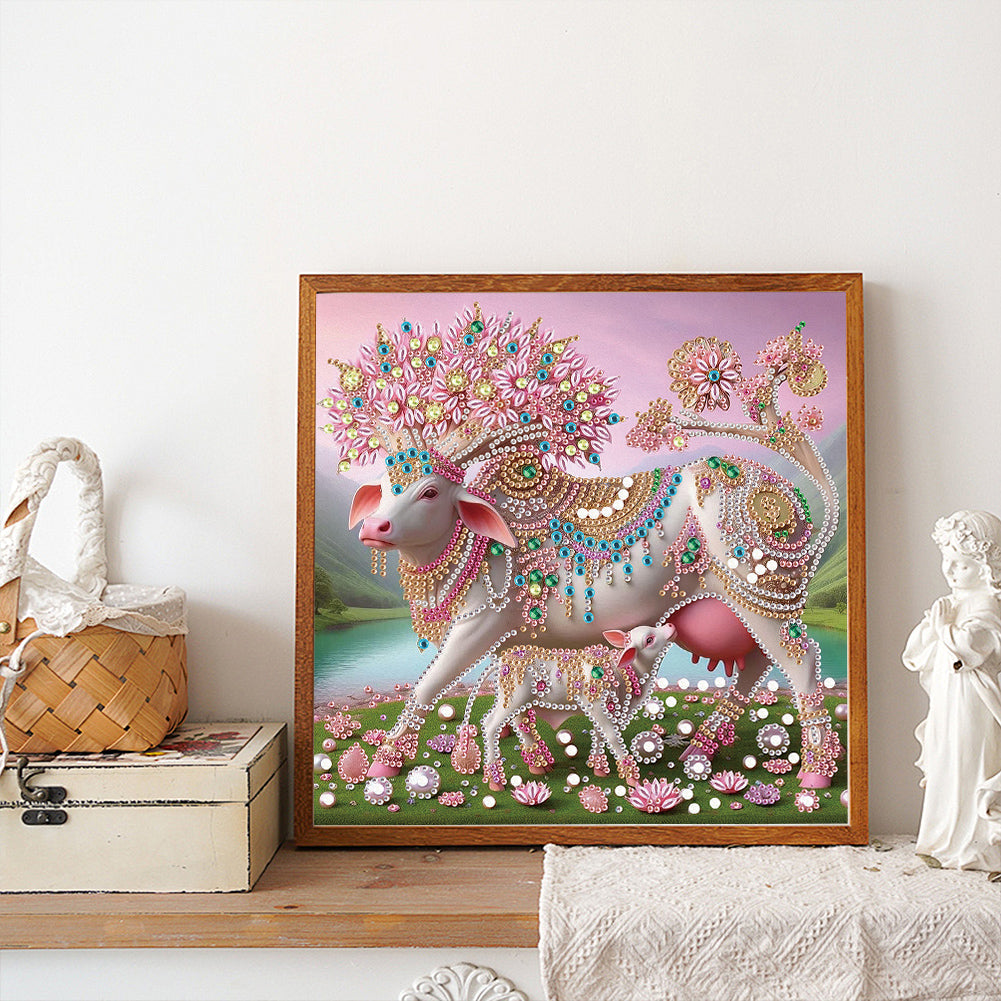 Parent-Child Cow - Special Shaped Drill Diamond Painting 30*30CM