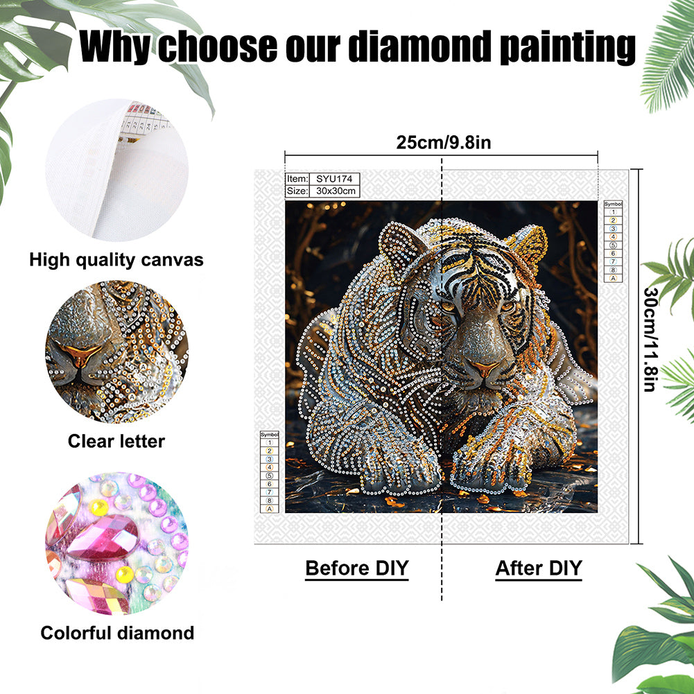 Tiger - Special Shaped Drill Diamond Painting 30*30CM