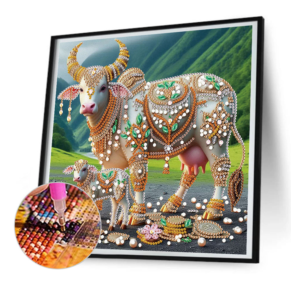 Parent-Child Cow - Special Shaped Drill Diamond Painting 30*30CM
