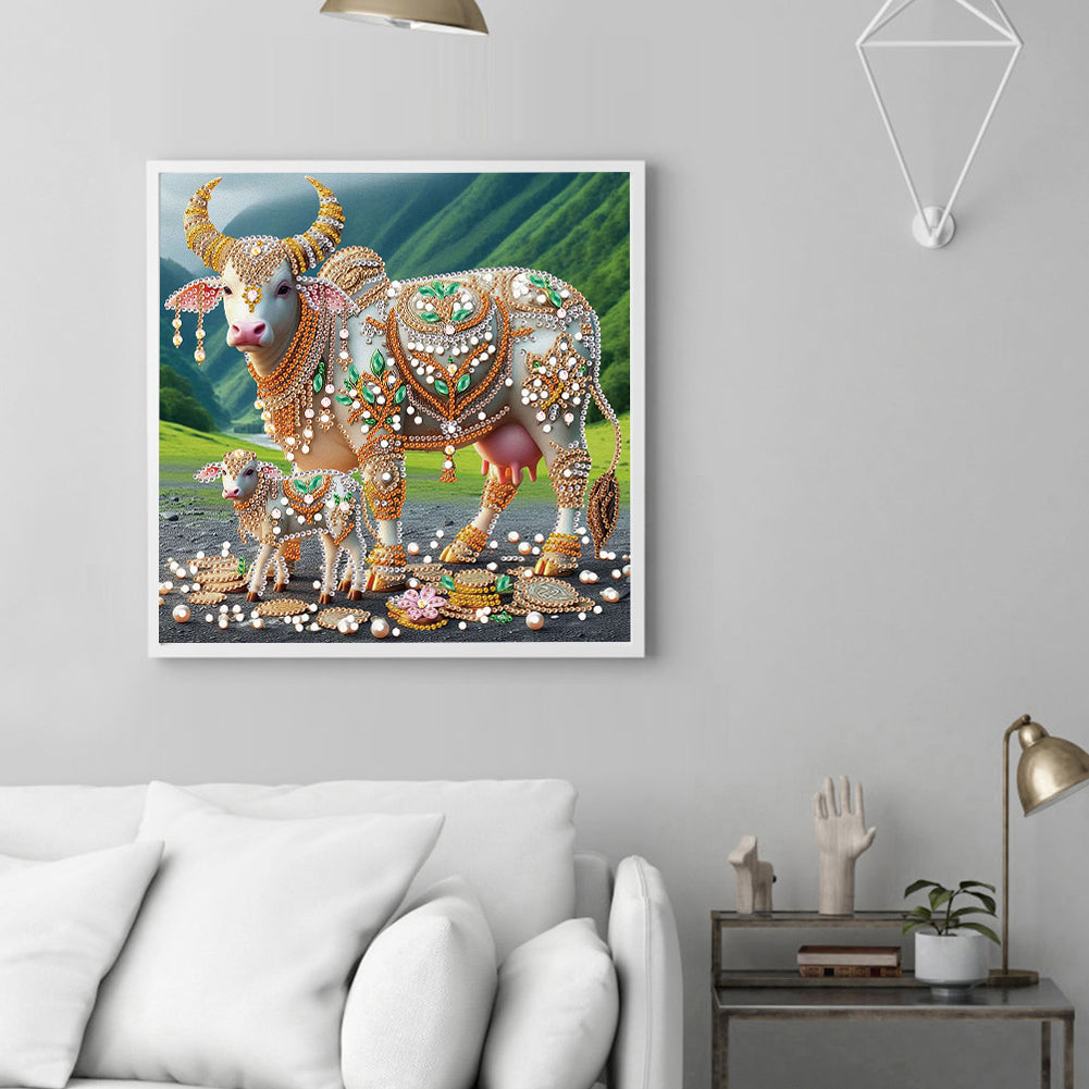 Parent-Child Cow - Special Shaped Drill Diamond Painting 30*30CM