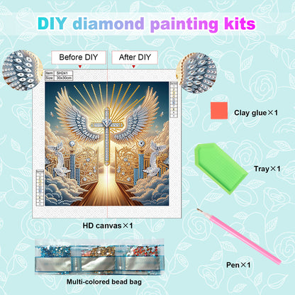 Winged Cross - Special Shaped Drill Diamond Painting 30*30CM