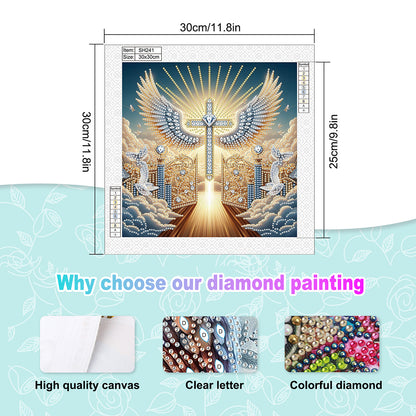 Winged Cross - Special Shaped Drill Diamond Painting 30*30CM