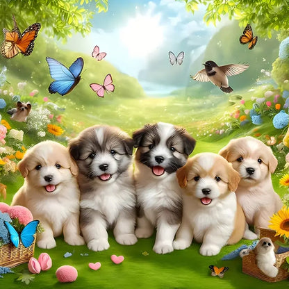 Dogs - Full Round Drill Diamond Painting 40*40CM