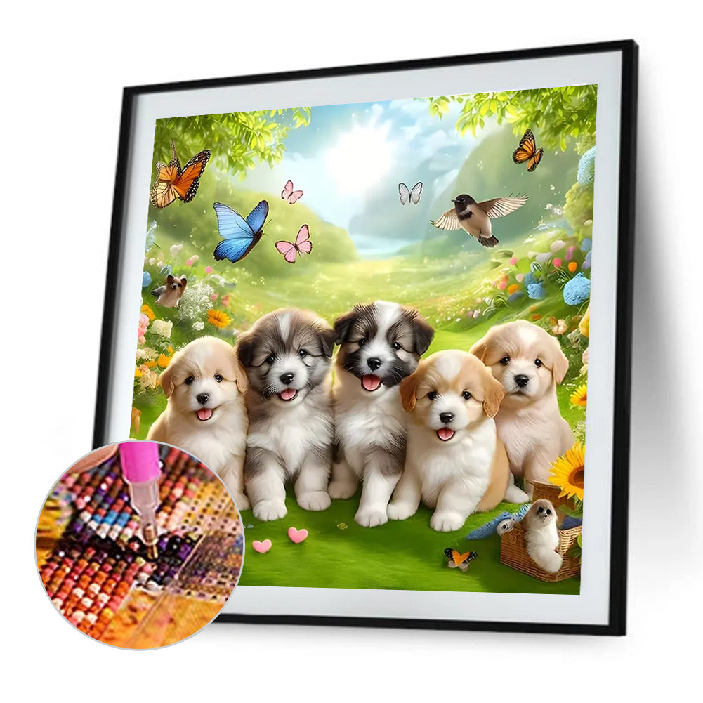Dogs - Full Round Drill Diamond Painting 40*40CM