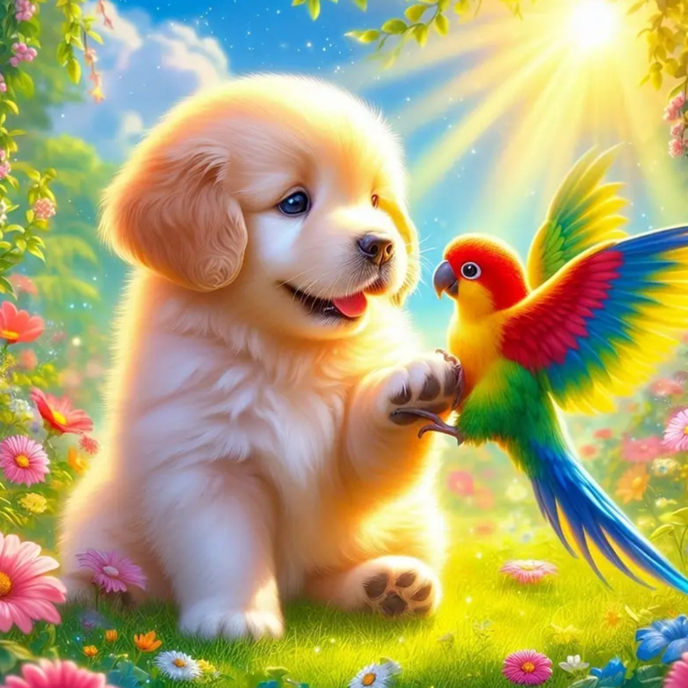 Dog And Parrot - Full Round Drill Diamond Painting 40*40CM