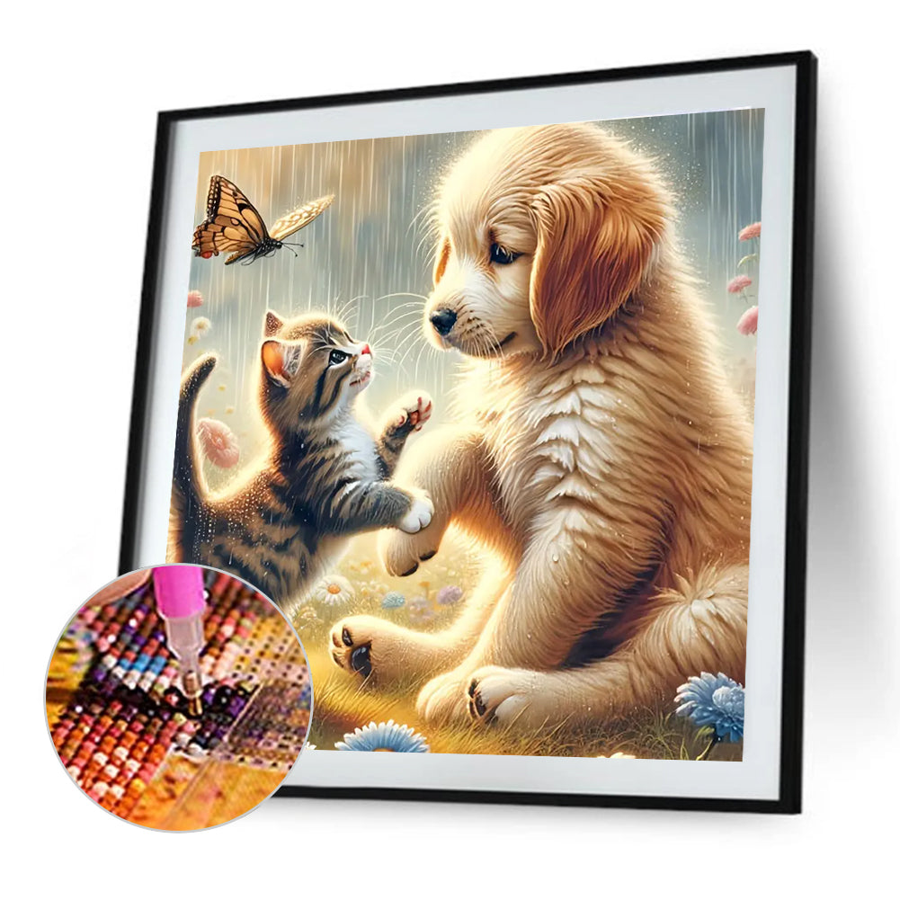 Cat And Dog - Full Round Drill Diamond Painting 40*40CM