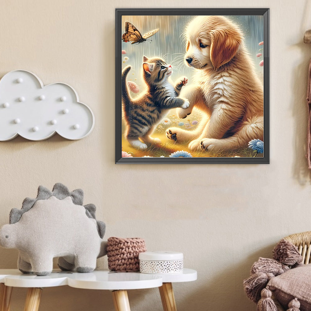 Cat And Dog - Full Round Drill Diamond Painting 40*40CM