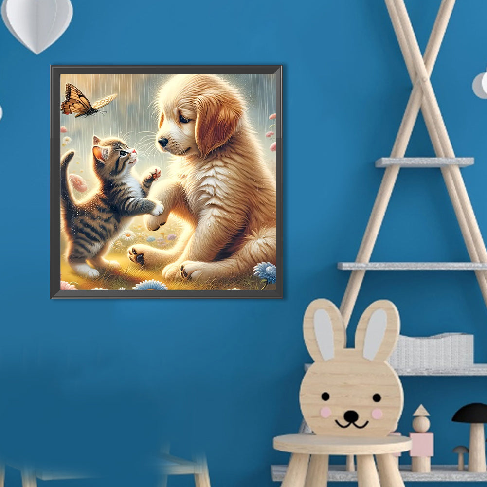 Cat And Dog - Full Round Drill Diamond Painting 40*40CM