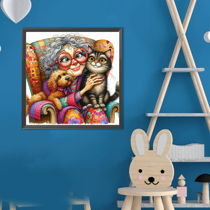 Grandma'S Cats And Dogs - Full Round Drill Diamond Painting 40*40CM