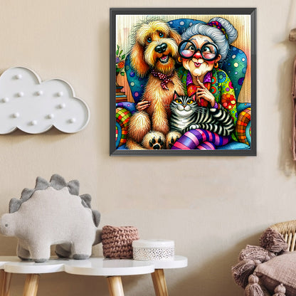Grandma'S Cats And Dogs - Full Round Drill Diamond Painting 40*40CM
