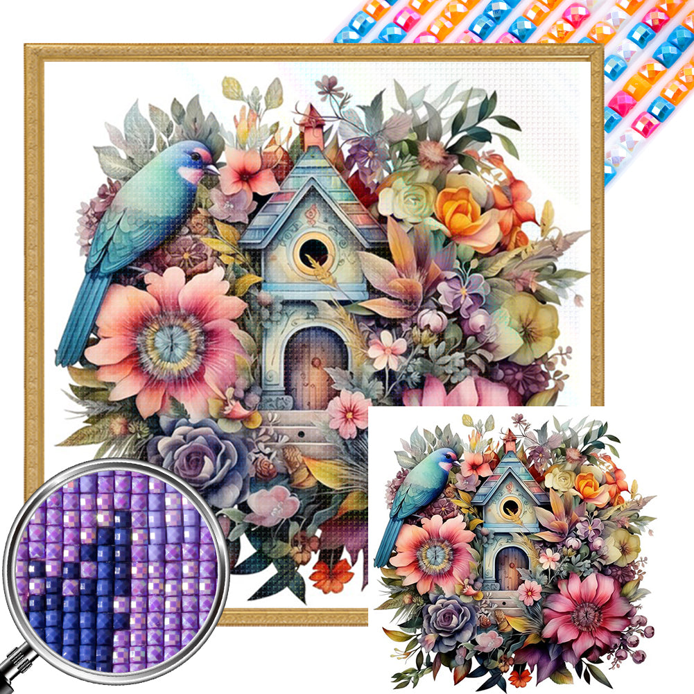 Flower And Bird House - Full AB Square Drill Diamond Painting 40*40CM