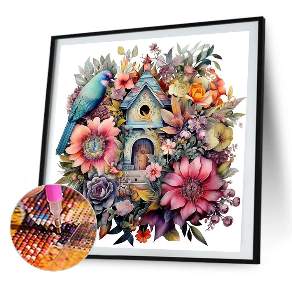 Flower And Bird House - Full AB Square Drill Diamond Painting 40*40CM