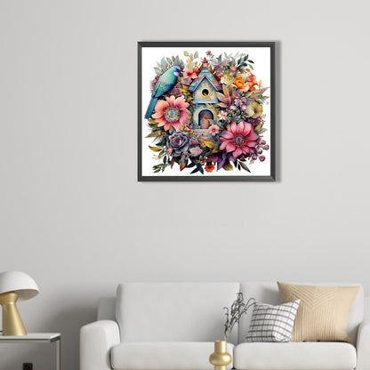 Flower And Bird House - Full AB Square Drill Diamond Painting 40*40CM