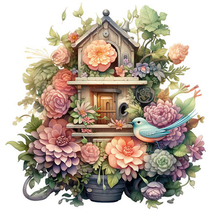 Flower And Bird House - Full AB Square Drill Diamond Painting 40*40CM