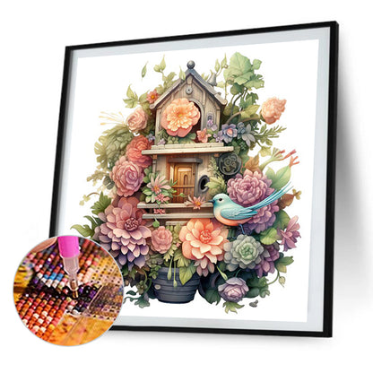 Flower And Bird House - Full AB Square Drill Diamond Painting 40*40CM