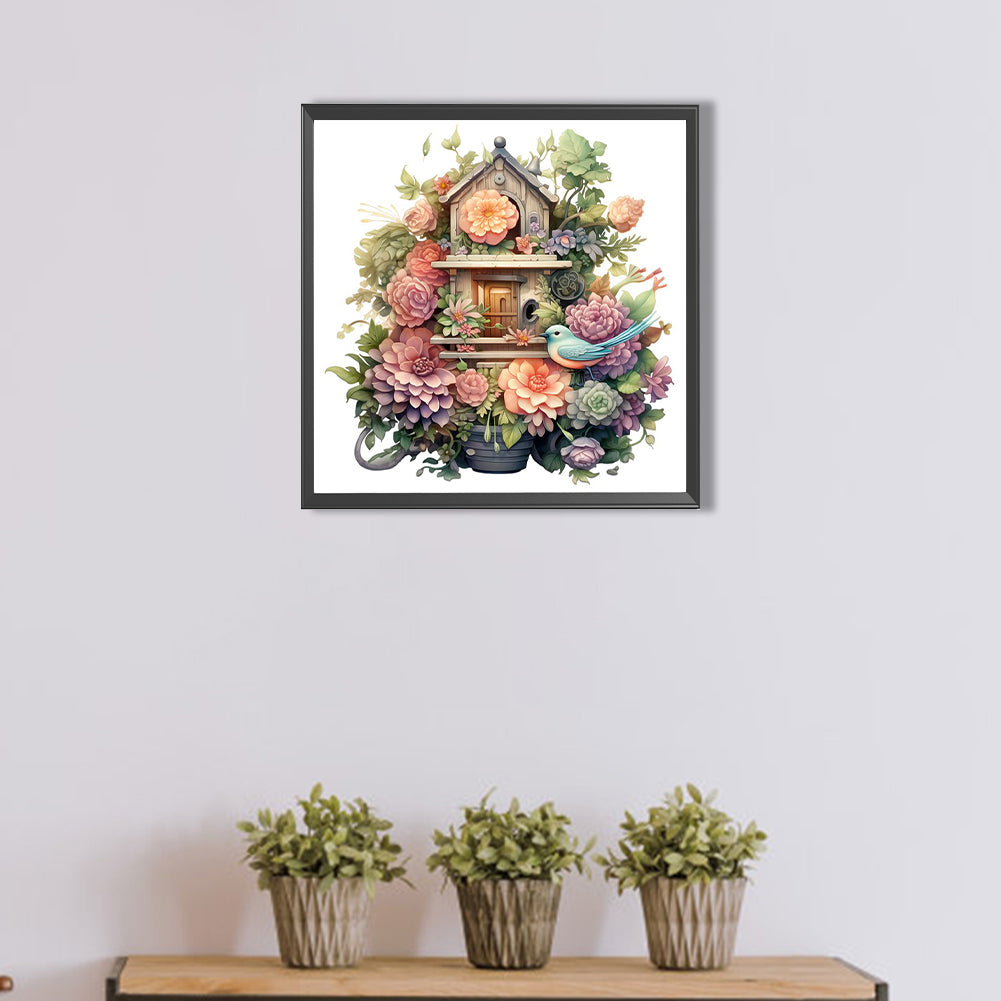 Flower And Bird House - Full AB Square Drill Diamond Painting 40*40CM