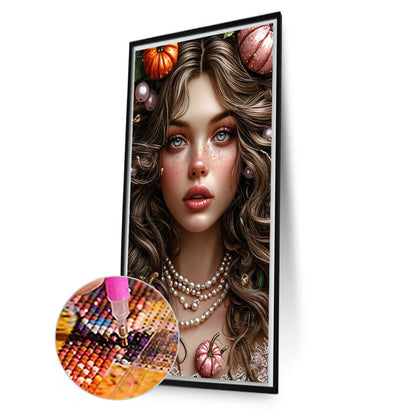 Pumpkin Girl - Full AB Round Drill Diamond Painting 40*70CM