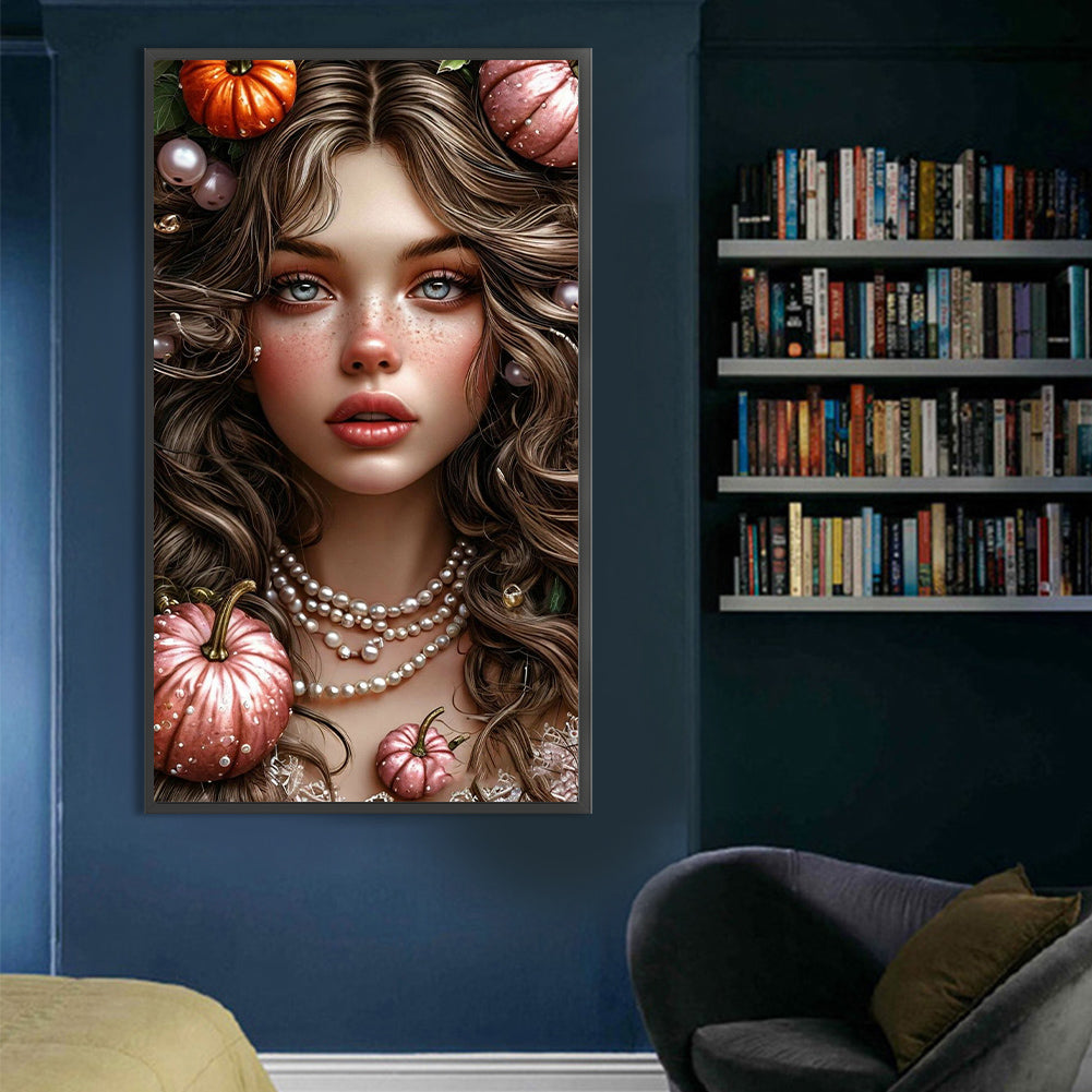 Pumpkin Girl - Full AB Round Drill Diamond Painting 40*70CM