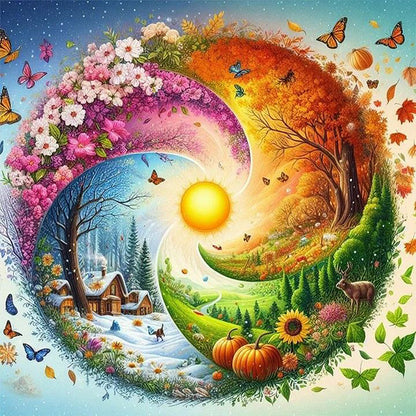 Four Seasons - Full Square Drill Diamond Painting 50*50CM