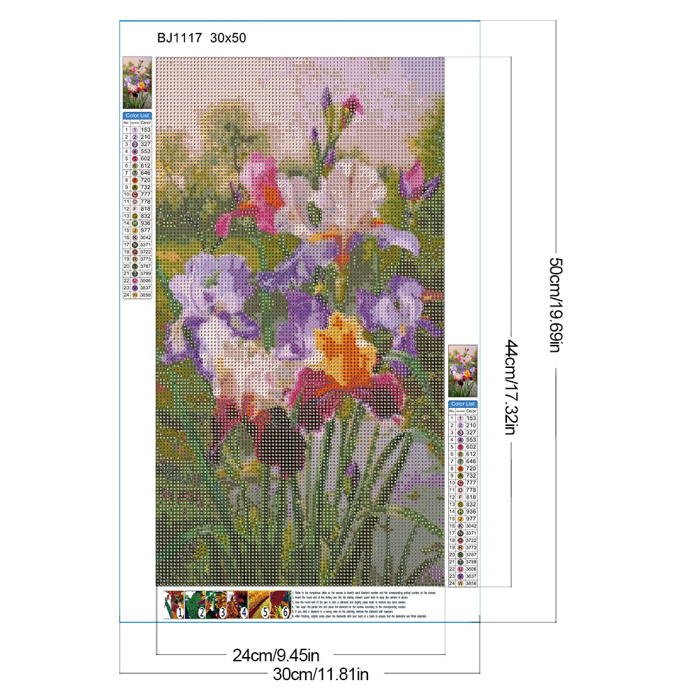Iris - Full Round Drill Diamond Painting 30*50CM