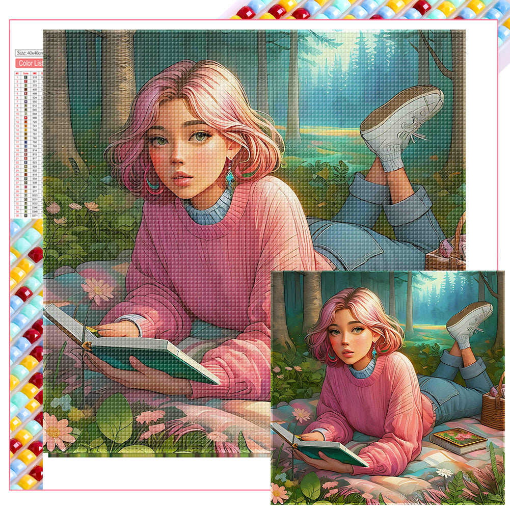 Girl Camping - Full Square Drill Diamond Painting 40*40CM