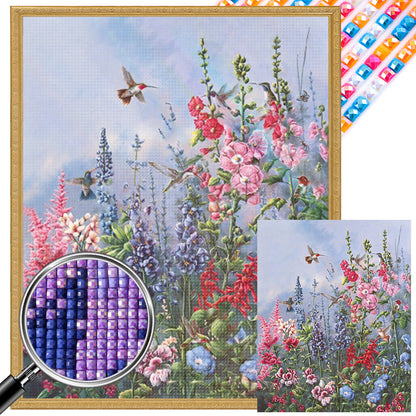 Flower And Hummingbird - Full AB Square Drill Diamond Painting 40*40CM