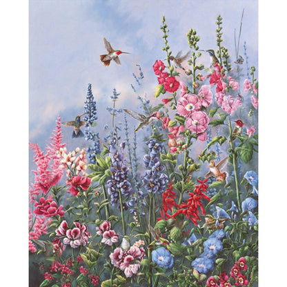 Flower And Hummingbird - Full AB Square Drill Diamond Painting 40*40CM