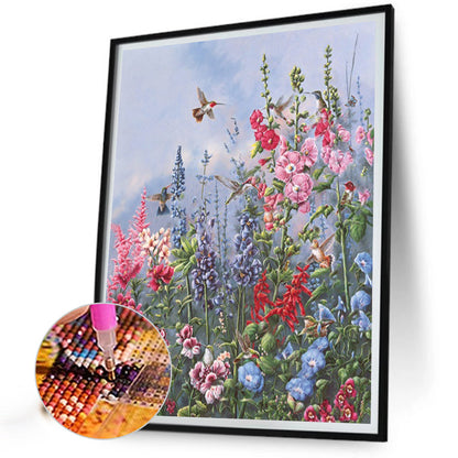 Flower And Hummingbird - Full AB Square Drill Diamond Painting 40*40CM