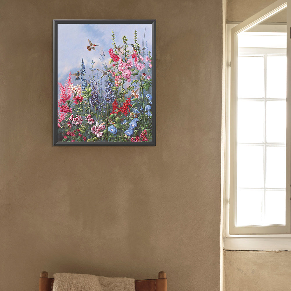 Flower And Hummingbird - Full AB Square Drill Diamond Painting 40*40CM