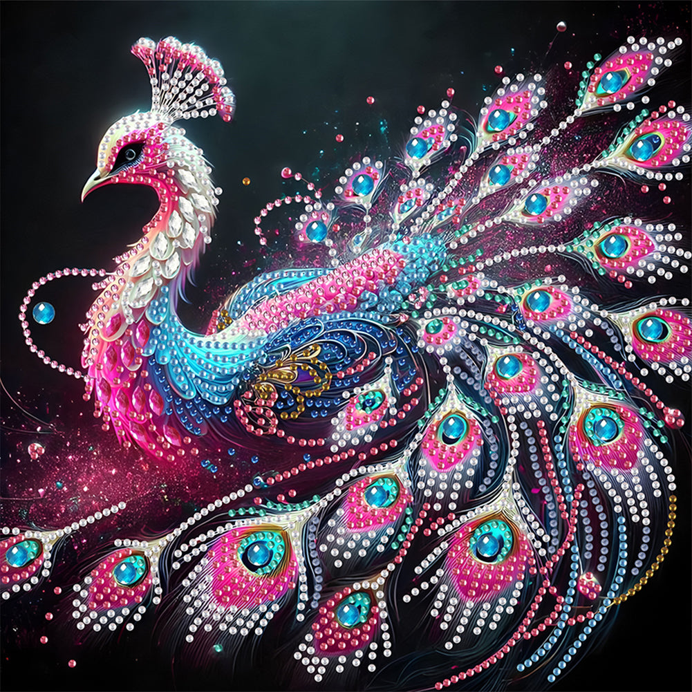 Purple Peacock - Special Shaped Drill Diamond Painting 30*30CM