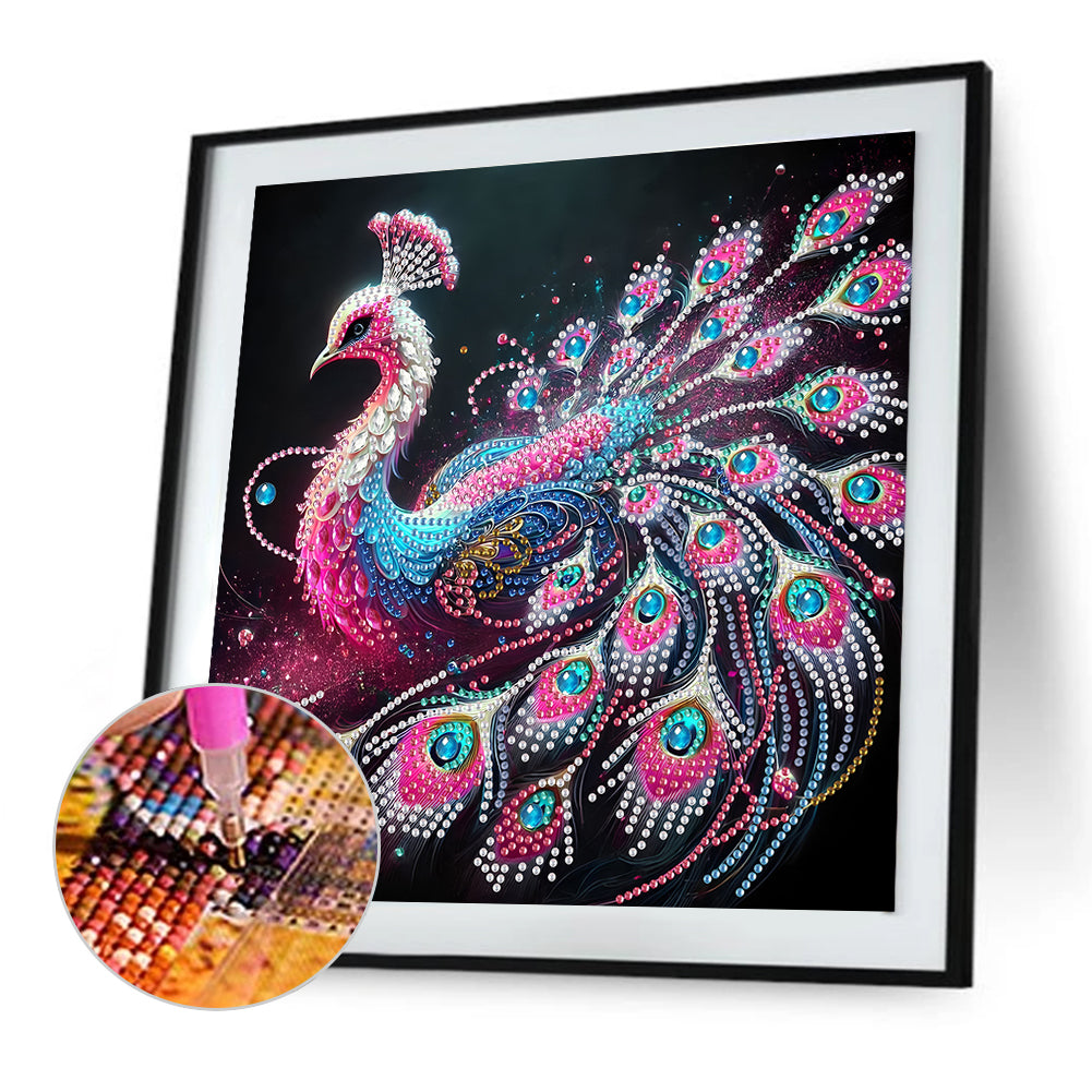Purple Peacock - Special Shaped Drill Diamond Painting 30*30CM