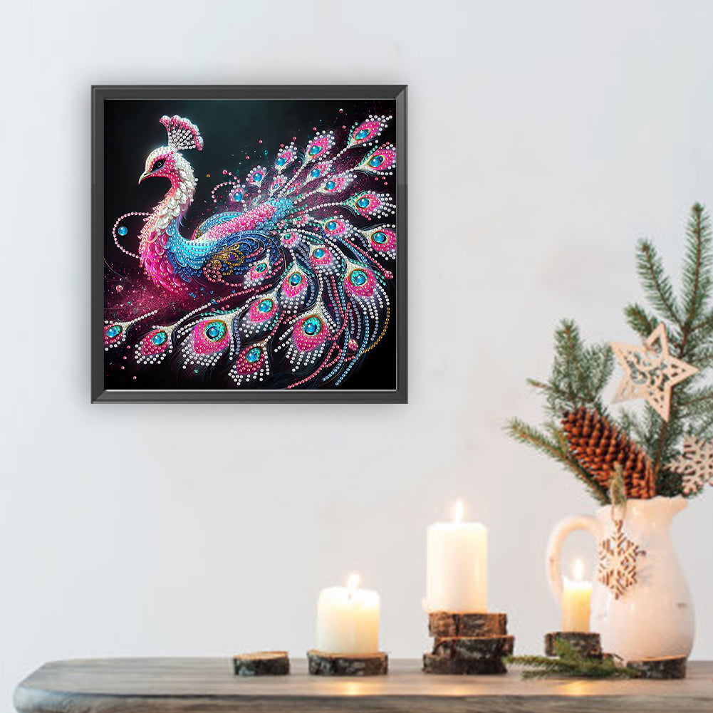 Purple Peacock - Special Shaped Drill Diamond Painting 30*30CM