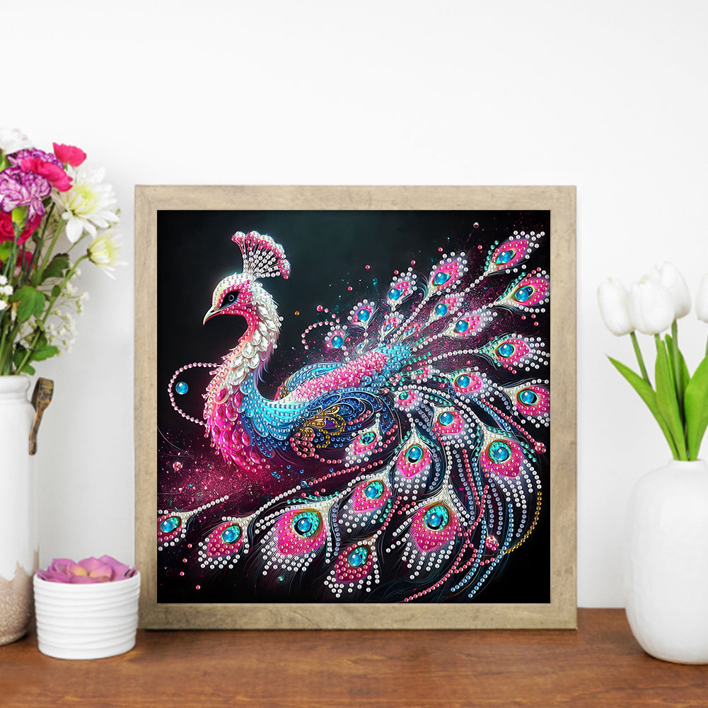 Purple Peacock - Special Shaped Drill Diamond Painting 30*30CM