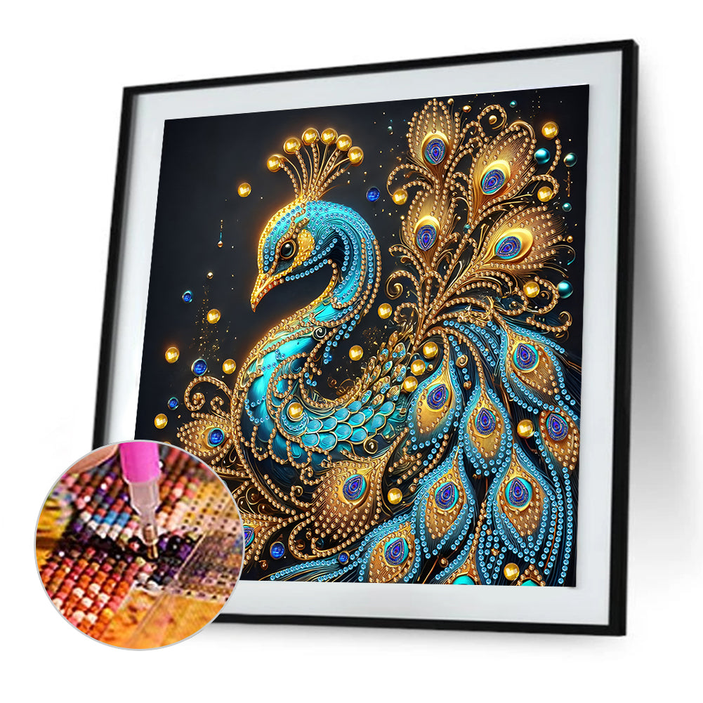 Blue Peacock - Special Shaped Drill Diamond Painting 30*30CM