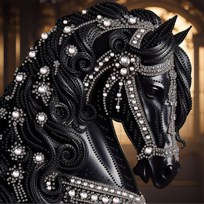 Gorgeous Black Horse - Special Shaped Drill Diamond Painting 30*30CM