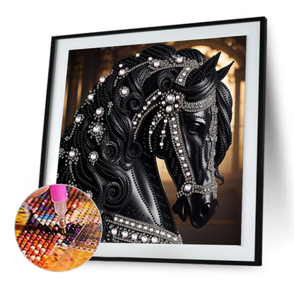 Gorgeous Black Horse - Special Shaped Drill Diamond Painting 30*30CM