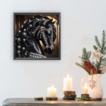 Gorgeous Black Horse - Special Shaped Drill Diamond Painting 30*30CM