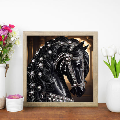 Gorgeous Black Horse - Special Shaped Drill Diamond Painting 30*30CM